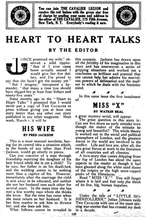 The Cavalier 22 Feb 1913 heart 2 heart 1