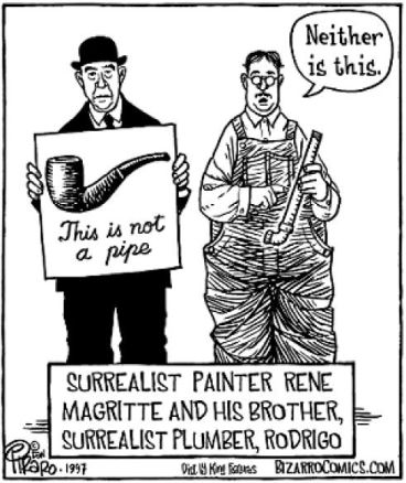 Magritte pipe comic parody